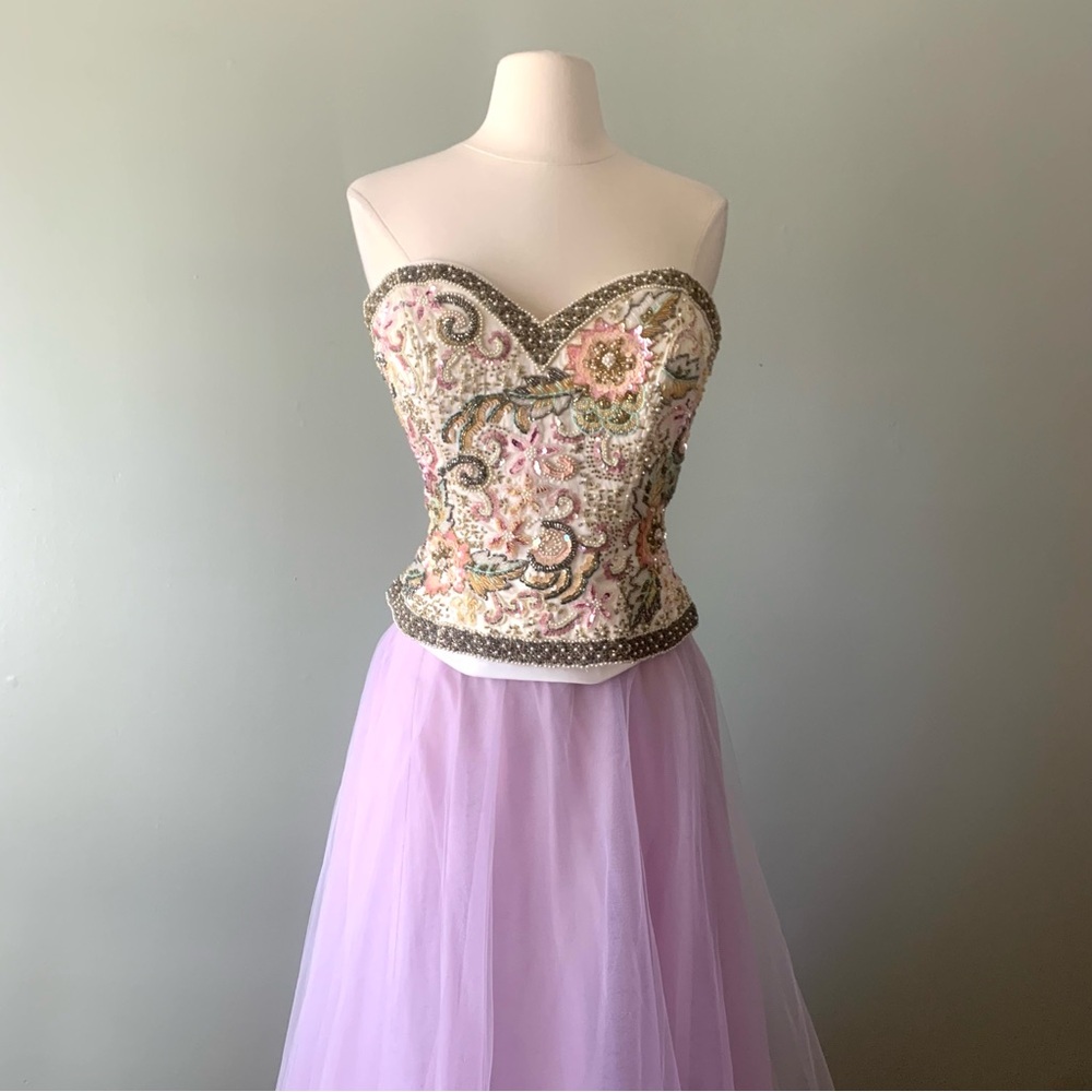 Oleg Cassini Ivory Corset Bustier Prom Bridal - Picture 2 of 8